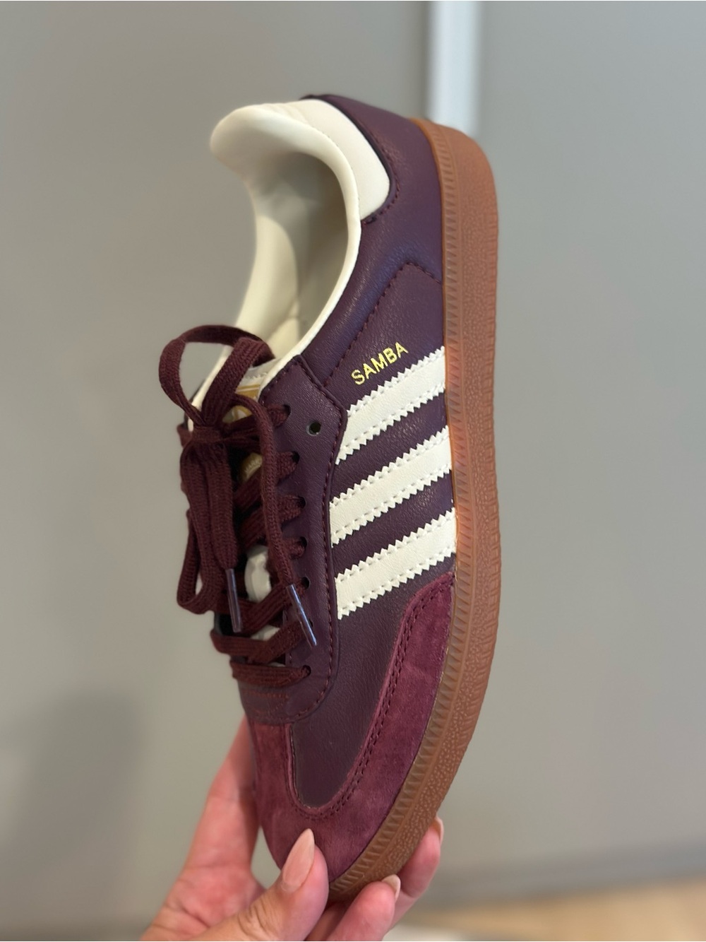 adidas Women's Maroon and White Classic Samba Sneakers - Picture 7 of 12